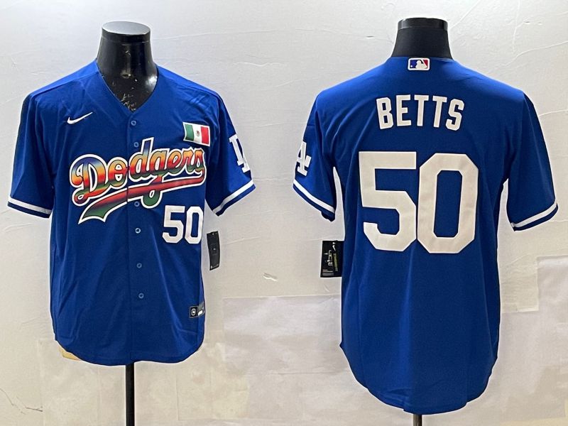 Men Los Angeles Dodgers #50 Betts Blue Fashion 2025 Nike MLB Jersey style 1